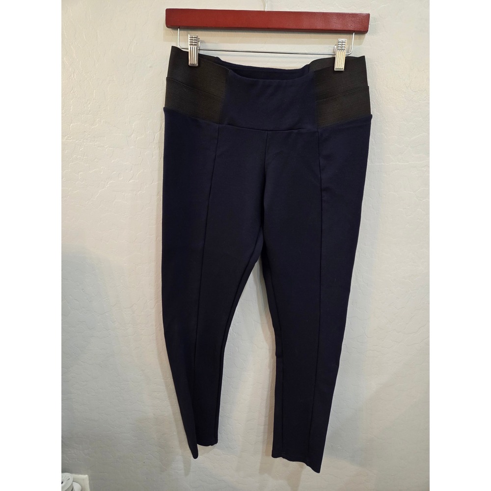 Lark + Grey Navy Blue Stirrup Leggings Elastic Waist Seam Detail Size M Womans